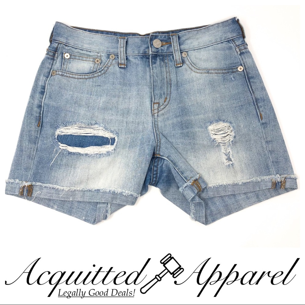 Madewell High Rise Distressed Denim Shorts Long